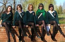 tights schoolgirls pantyhose uniforms opaque tartan miniskirts