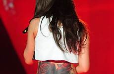 cheryl tattoo cole rose back her long thigh inking roses tattoos she huge took miss red had hours under were