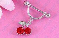 nipple piercing red jewelry shipping 14g surgical nickel 316l cherry ring steel fashion