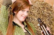 cowgirl barn beer young provocative drink stock