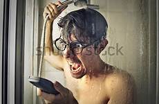 angry shower having man