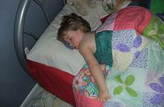 little girl sister brother big sleeping bed tired nekkid asleep night