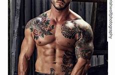 men tattoos guys sexy hot tattoo muscle man leather rough inked trade tattooed chest robin crotch hairy bald rocket physique