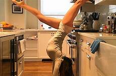 wife underwear yoga pulling pose down strips off baldwin alec