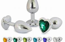 plug anal heart jewelled shaped butt stainless crystal steel medium hot size