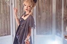 lolita overdress ethereal chiffon sleeveless 2pcs palmer prints regency