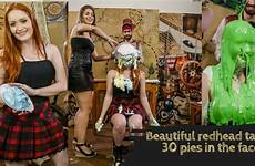 face destroyed pied redhead slimed girls getting pies