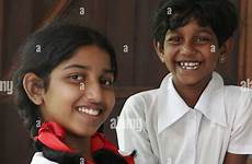 school sri girls lanka young uniforms smiling alamy