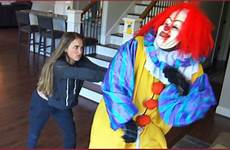 clown girl scary while pushed gets riding