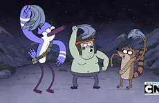 gif regular show mordecai rigby muscle man gifs giphy everything has