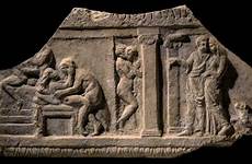 ancient roman erotic rome brothel old depicting playboy 2000 year block plaque terracotta scene