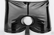 underwear men lingerie open sexy mens front gay panties shiny butt leather boxer briefs