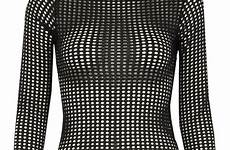 fishnet bodysuit neck high women