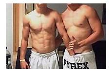 shirtless jocks frat goofing guys dude 4x6 bro