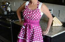 apron aprons wearing women cooking kitchen sexy polka dot flirty white cute lady etsy womens saved berry skirt purple pockets