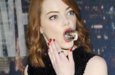 emma stone mouth tongue snl blow doll biddy celebration chilling looking york city anniversary 40th hedgehog red tumblr beautiful bad