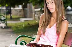 teen tanned beautiful girl stock outdoors portrait student alamy photography