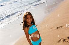 mexican girl beach summer young trip footprints sand alamy