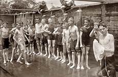 vintage shorpy boys camp coal shower high miners training campers happy 1917 gay old kids 1900 jock field state creepy