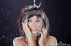 shower under model woman beautiful stock