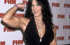 chyna laurer joanie calling wrestler muscles salutes fhm