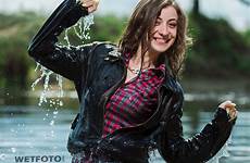 wetlook wet girl jeans forum swim wetfoto jacket fully water shoes swimming clothed blue soaking world leather lake