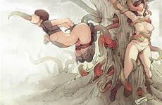hentai tentacle monster through way tree girls rape bondage xxx faustsketcher body bound grab behind clothes nipples