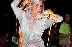 kerry ladyboys her breast ladyboy mahoney ryan physique perfectly dyed contrasted rocking locks outing toned minidress newly metallic purple display