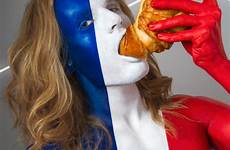 flag flags fat body national painted food models foods eating french jonathan france country people their bizarre eat most pride
