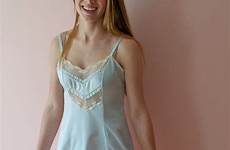 lingerie vintage slip slips sexy silk women through girl satin cute blue beautiful nightgown combinaison fond robe choose board elegant