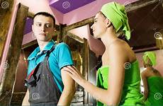flirt young plumber customer having female men girl before