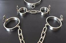 slave collar cuffs steel restraints sex handcuffs bondage harness hand bdsm 3pcs shackle set fetish