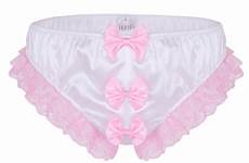 bulge satin gay lingerie men frilly sissy bowknot pouch ruffled panties lace male sexy