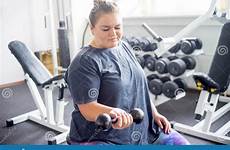 gym fat girl exercising portrait curves ball