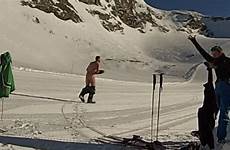 skiing naked