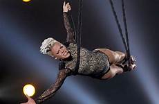 pink upside acrobatic down performance stage grammys swings woman circus around her star ropes daring jaw perform nate reuss joined
