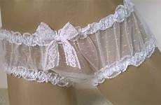 panties lace white sissy frilly frou sheer knickers xs ebay ruffle size