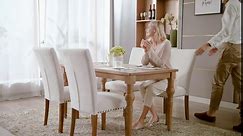 COLAMY A420-Beige-F-2Sets Fabric Dining Chairs, Set of 4, F-Beige