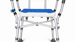 KingPavonini Bath Chair with Arms, Large Bariatric Shower Stool with Reinforced Crossing Bar for Elderly, Adults, Disabled