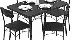 VECELO 5-Piece Dining Room Table Set, Rectangular Dinette with 4 Chairs for Kitchen, Breakfast Nook, Small Space, Black