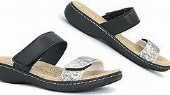 Womens Slide Sandals with Arch Support - Comfortable Walking Sandals with Adjustable Straps - Thick Soft Cushion Insole Slip on Slippers for Womens