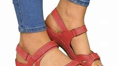 Summer Women Sandals Wedge Sandals Plus Size Sandals Flat Women‘s Shoes Sandals Ladies Roman Sandals Sandalias Red XL - Walmart.ca