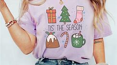 Christmas Comfort Colors Shirt, Comfort Colors Christmas Tshirt, Tis the Season Christmas T-shirt, Matching Christmas Pajamas Christmas Tree - Etsy UK