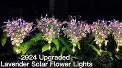 Solar Garden Lights Outdoor, Purple Lavender Solar Butterfly Lights, Gardening Gifts for Women, Purple Solar Artificial Flower with Butterfly, Purple Garden Decor for Lawn Patio-Warm White (2Pack)