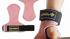 MANUEKLEAR Weightlifting Wrist Straps with Cushion Wrist Loop,Leather Weight Lifting Wrist Straps for Deadlifts, Powerlifting, Heavy Shrug for Men/Women (Pink S)