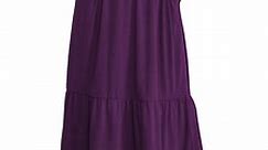 Mengpipi Women's Plus Size Casual Short Sleeve Crewneck Dress Flowy Tiered Loose Maxi Dress with Pockets Purple 1X-5X