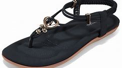 Ablanczoom Women Flats Sandals Summer Beach Shoes Ankle T-Strap Adult Casual Flip Flops Dress Shoes