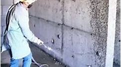Interior wall cement mortar spraying process