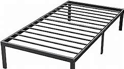 DUMOS Twin Bed Frame - Metal Platform Bed Frame Mattress Foundation with Steel Slat Support, No Box Spring Needed, Storage Space Under Frame, Easy Assembly, Black