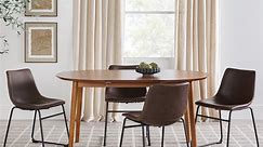 Walker Edison Mid-Century Solid Wood Oval Dining Table, Caramel